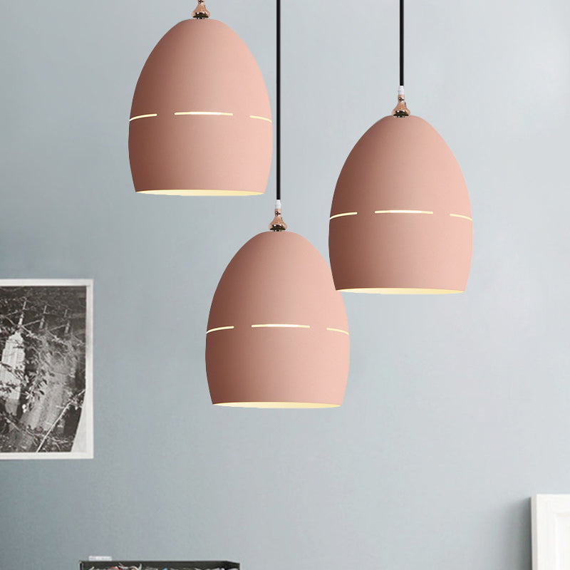 Luz de suspensión de forma ovalada de metal 1 Luz de loft de macarrón ligero para el comedor para el comedor
