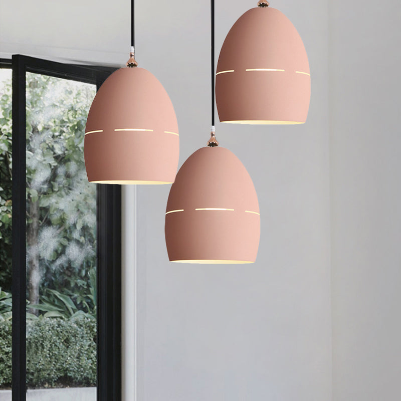 Luz de suspensión de forma ovalada de metal 1 Luz de loft de macarrón ligero para el comedor para el comedor