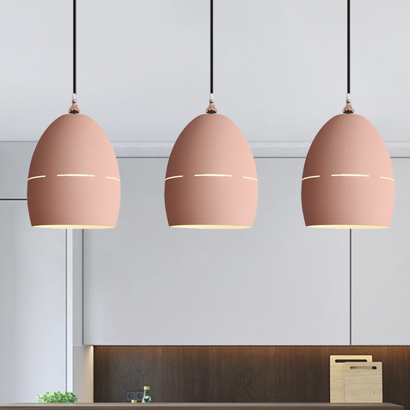 Luz de suspensión de forma ovalada de metal 1 Luz de loft de macarrón ligero para el comedor para el comedor