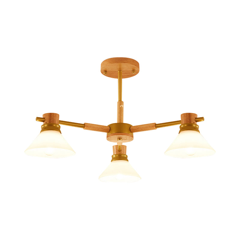 Schwarz/goldener Zweigkegel Schatten Anhänger Kronleuchter modernes Glas und Holz hängende Licht für Wohnzimmer