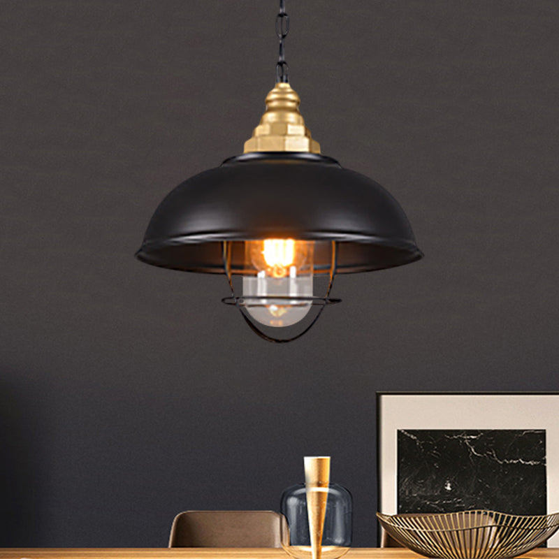 1 Lichtschüssel -Federlampe mit Drahtkäfig Nautical Black Finish Metallic Deckenleuchte für das Restaurant