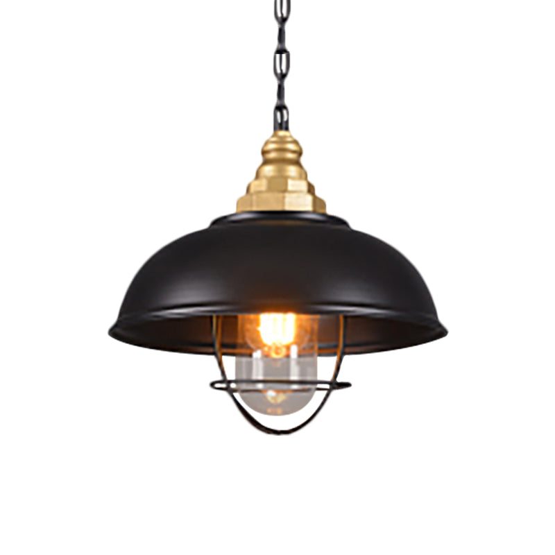 1 Lichtschüssel -Federlampe mit Drahtkäfig Nautical Black Finish Metallic Deckenleuchte für das Restaurant