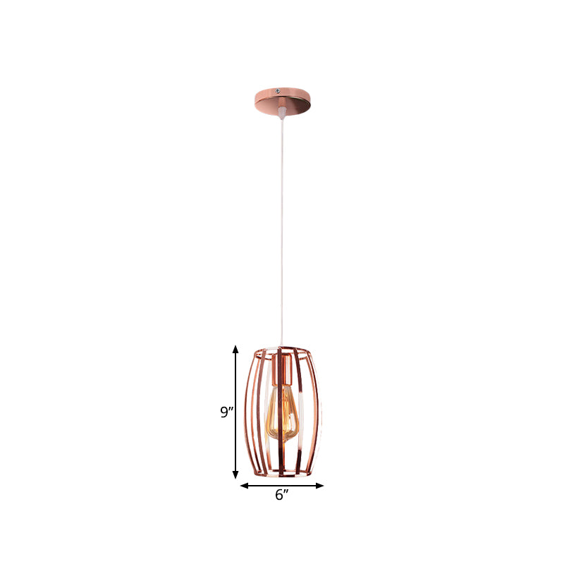 Kupferdrahtkäfig Anhänger Leicht Retro Stylish Metall 1 Kopfküche Hanglampe mit ovalem Schatten