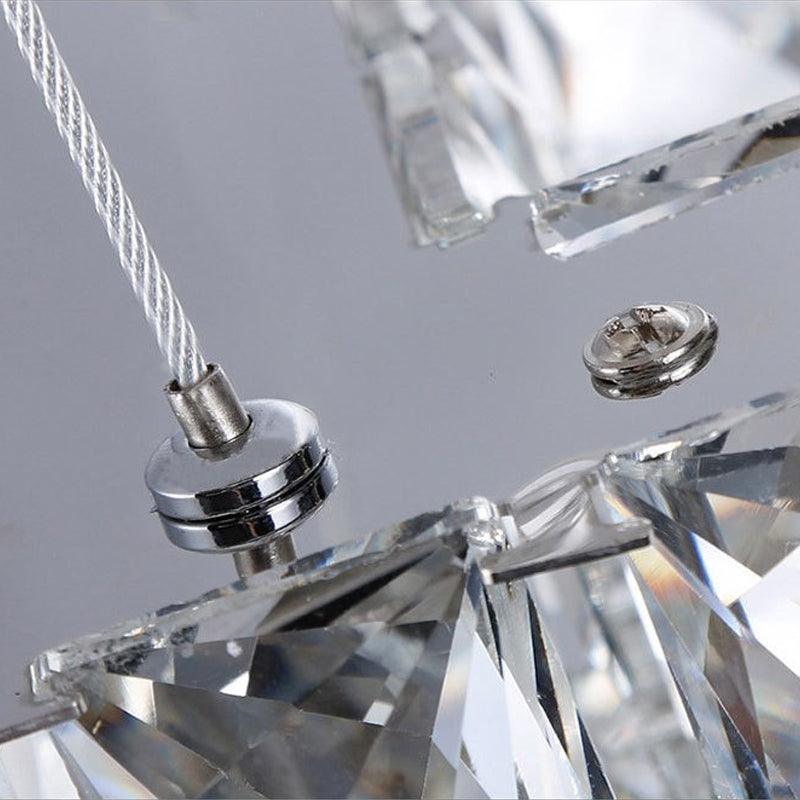 16 "/19.5" Wijd vierkant kristalhangende kroonluchter modern chroom led druppel licht in warm/wit/natuurlijk licht voor slaapkamer