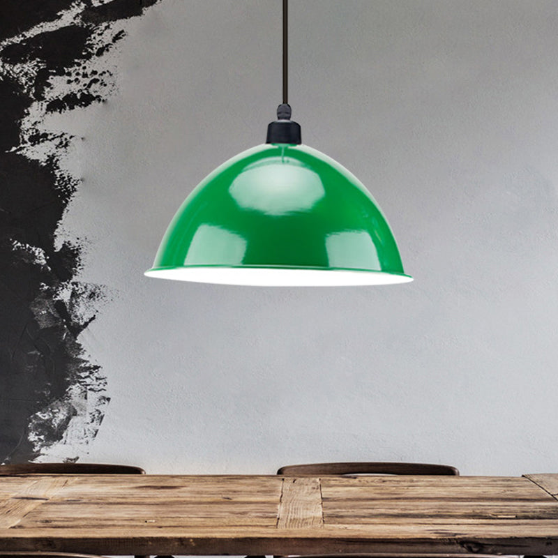 Metal Black/Gray Suspension Lamp Dome Shade 1 Bulb Industrial Style Pendant Light for Dining Room, 12"/14" W