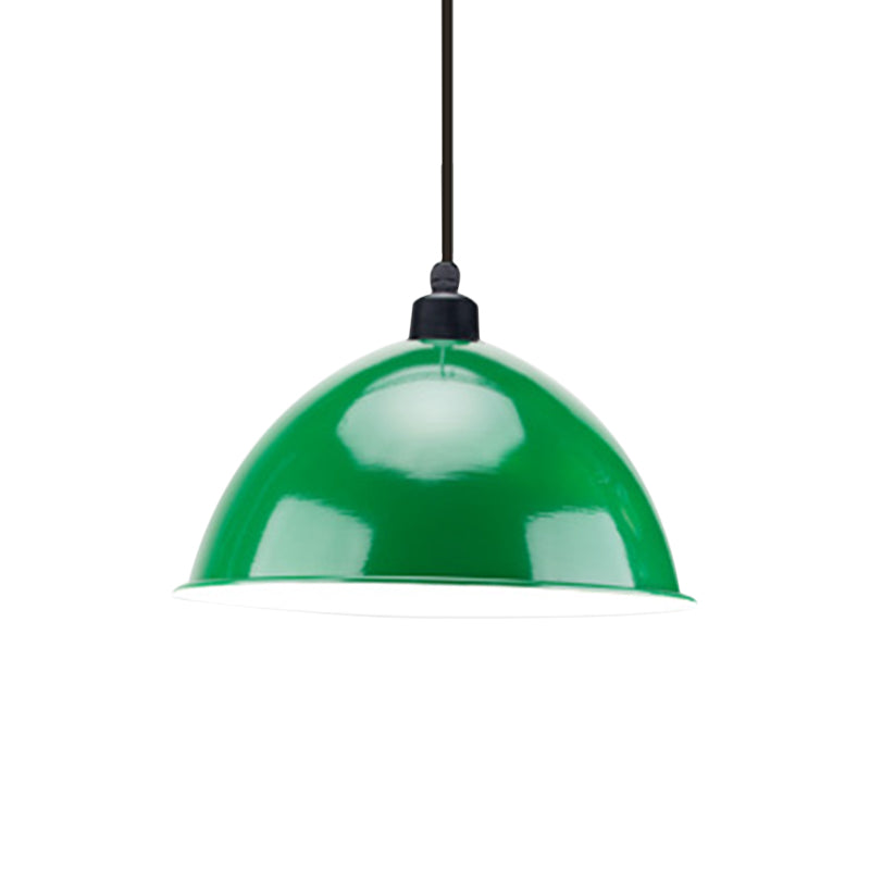Metal Black/Gray Suspension Lamp Dome Shade 1 Bulb Industrial Style Pendant Light for Dining Room, 12"/14" W