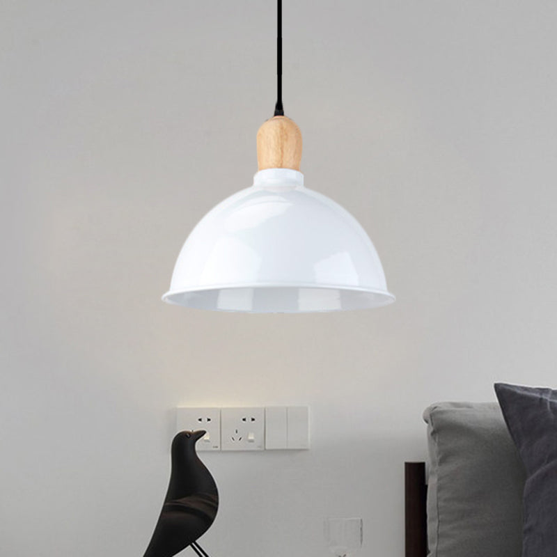 Kuppel Schatten Metallic Hanging Light Retro Style 1 Kopf Esstisch Deckenanhänger -Anhänger in Schwarz/Weiß