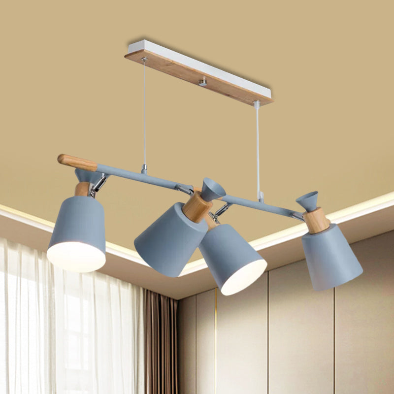 Nordic Green/Grey/White Island Light with Tapered Shade 4 Lights Metal Hanging Lamp for Kitchen Dining Room