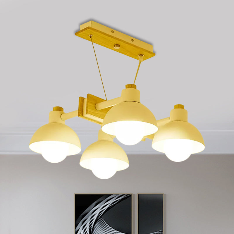 4/6 Lights Dome Shade Linear Chandelier Nordic Metal Island Lighting in White