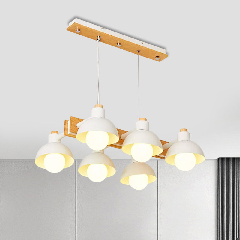 4/6 luces de tono de domo lineal lámpara lineal isla de metal nórdica iluminación en blanco