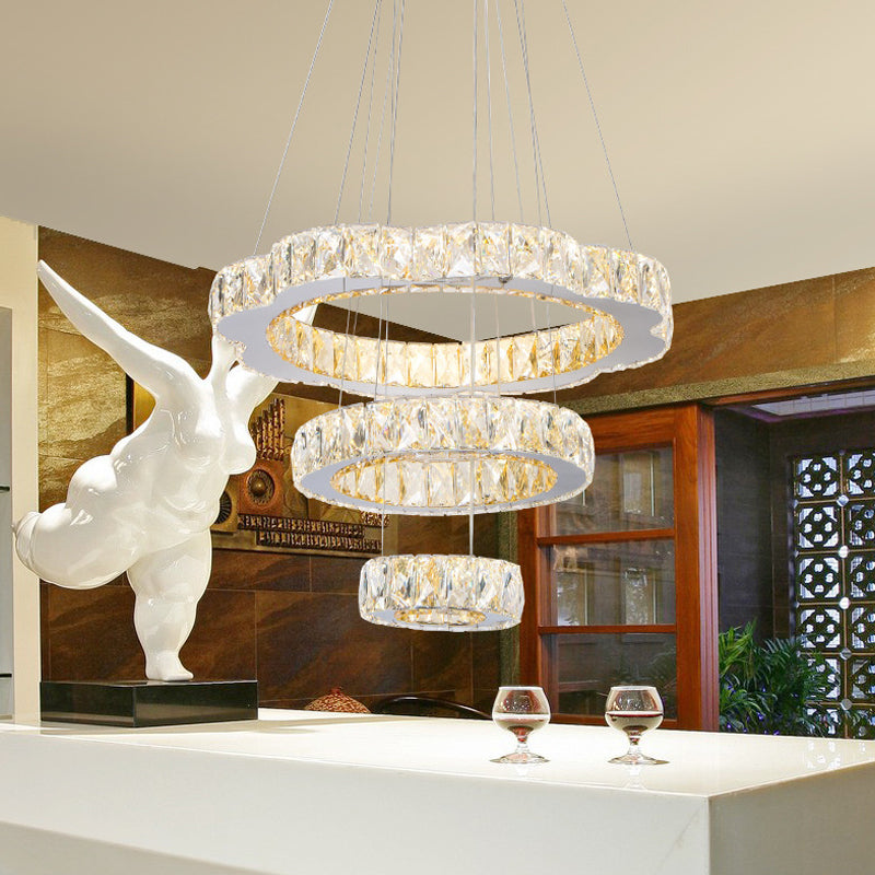 Crystal Block 3 Tiers Lamera lampadina Light Contemporary Gold Appedfiling Lampada in luce calda/bianca per l'isola della cucina