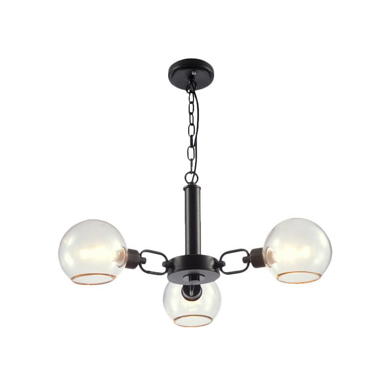 Post Modern Globe Shade Chandelier 3/6 Light Ceiling Pendant in Black/Gold/White for Living Room