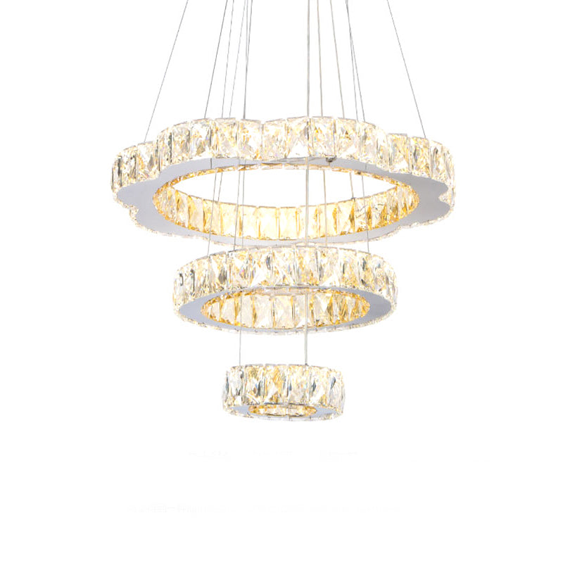 Crystal Block 3 Tiers Lamera lampadina Light Contemporary Gold Appedfiling Lampada in luce calda/bianca per l'isola della cucina