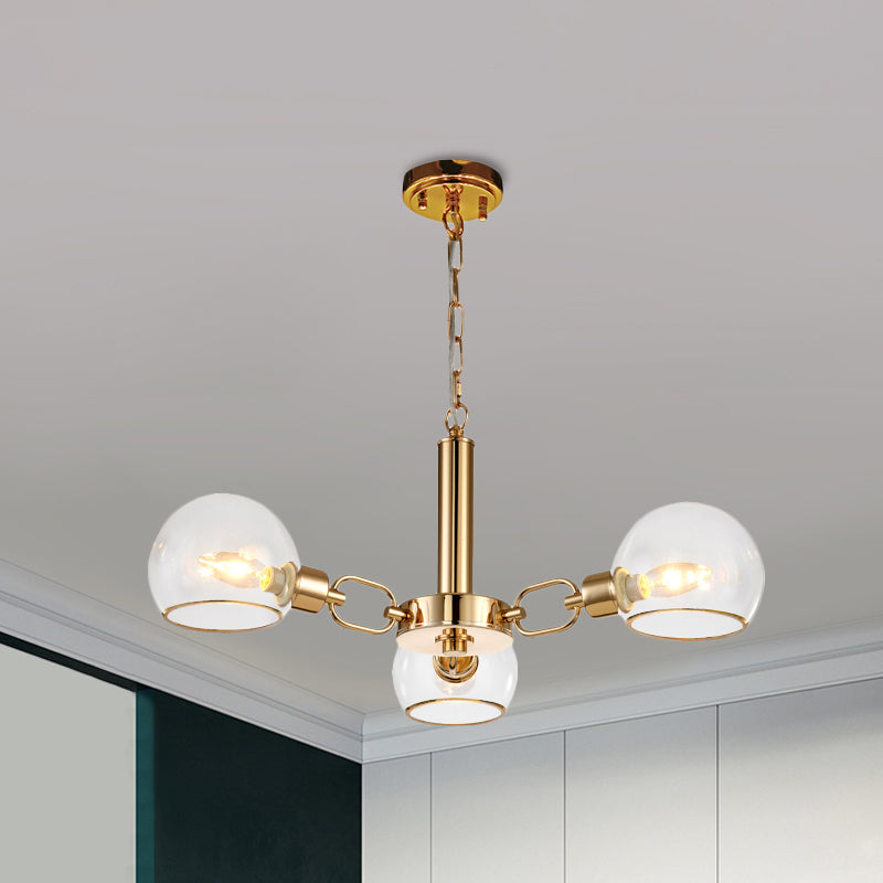 Post Modern Globe Shade Chandelier 3/6 Light Ceiling Pendant in Black/Gold/White for Living Room