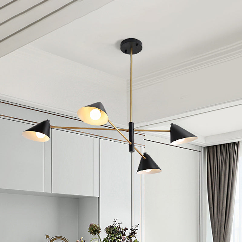 Cono nero ombra lampadina il lampadario 4/6/8 luci lampada sospesa in metallo contemporaneo per salotto