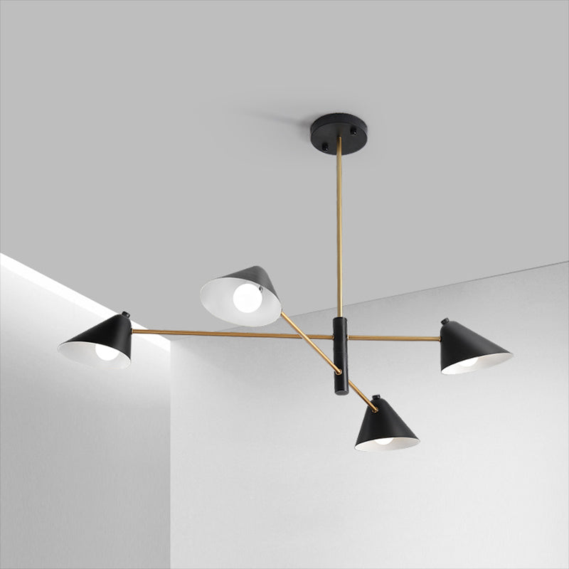 Cono nero ombra lampadina il lampadario 4/6/8 luci lampada sospesa in metallo contemporaneo per salotto