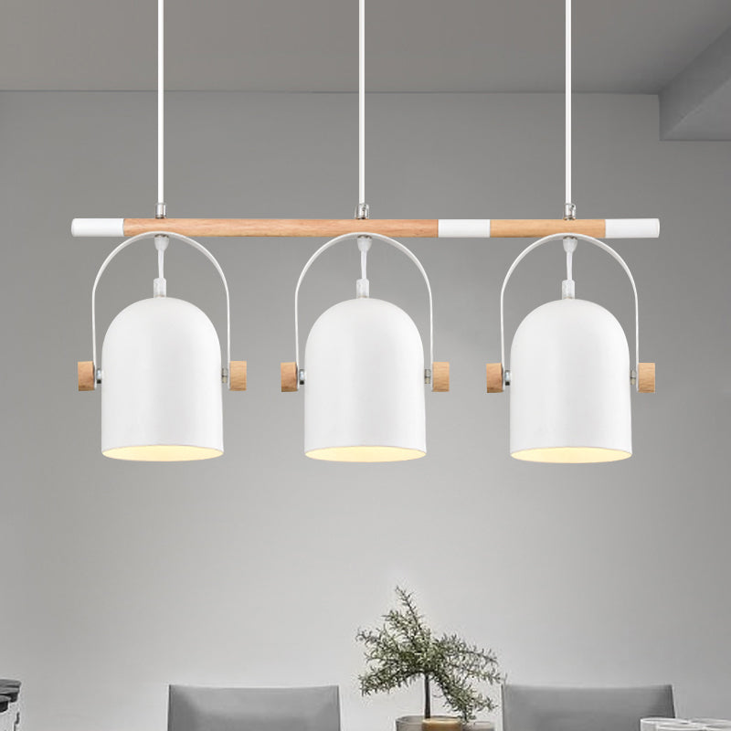 Adjustable Dome Shade Island Lighting Metal Triple Light Nordic Style Ceiling Pendant in White