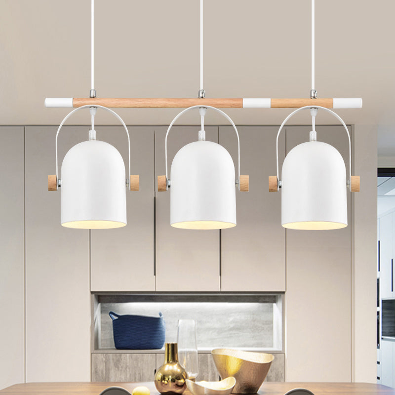 Adjustable Dome Shade Island Lighting Metal Triple Light Nordic Style Ceiling Pendant in White