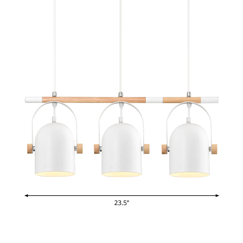 Adjustable Dome Shade Island Lighting Metal Triple Light Nordic Style Ceiling Pendant in White