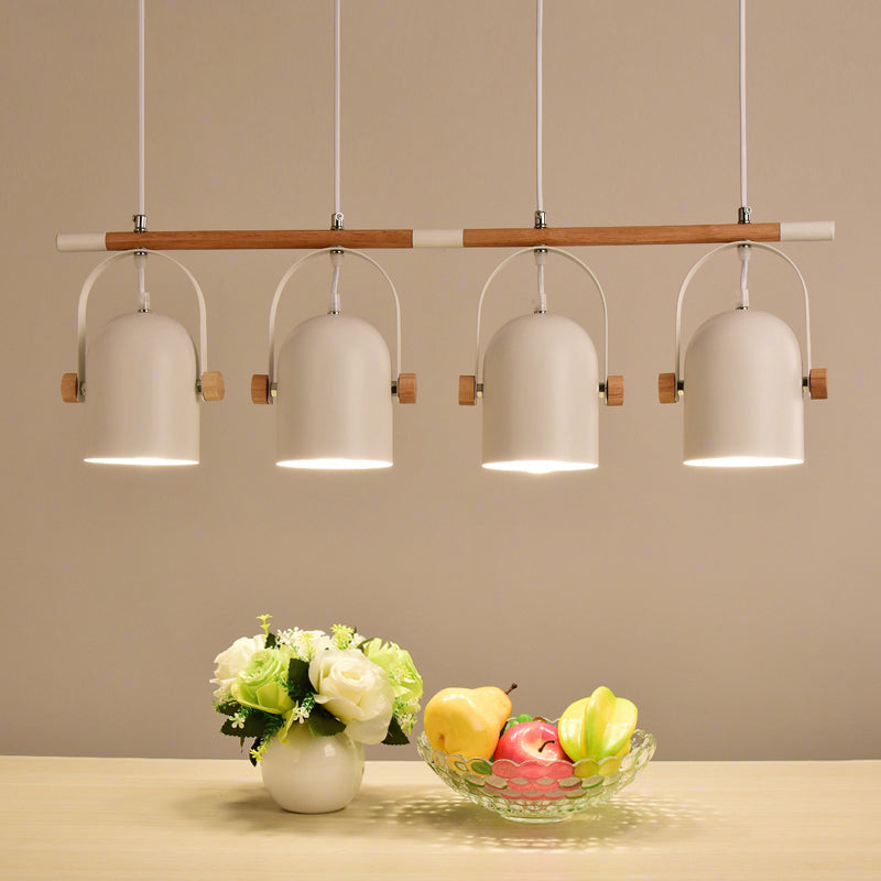 Adjustable Dome Shade Island Lighting Metal Triple Light Nordic Style Ceiling Pendant in White