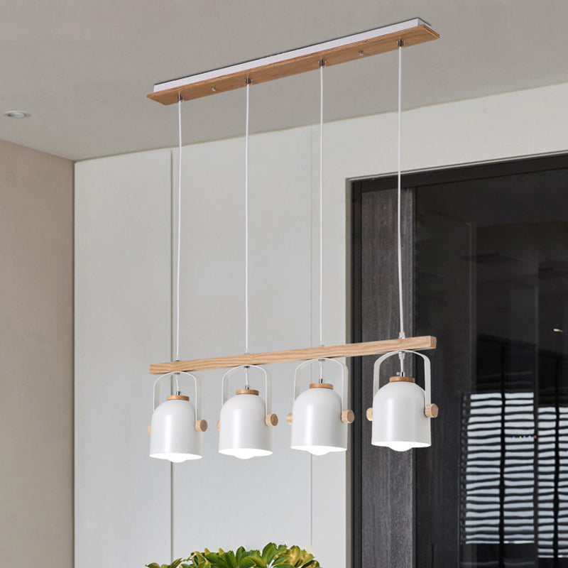 Lampadario lineare a cupola bianca/grigia a cupola 3/4 teste di metallo nordico luce sul tavolo da pranzo