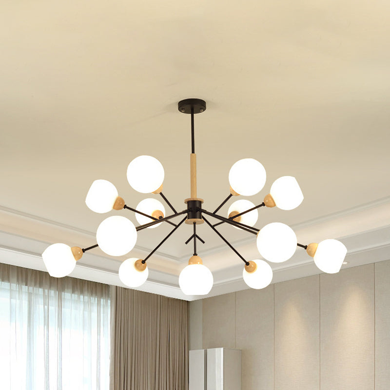 Opal Glass Shade Branch Chandelier 7/13 Lights Contemporary Ceiling Pendant for Restaurant