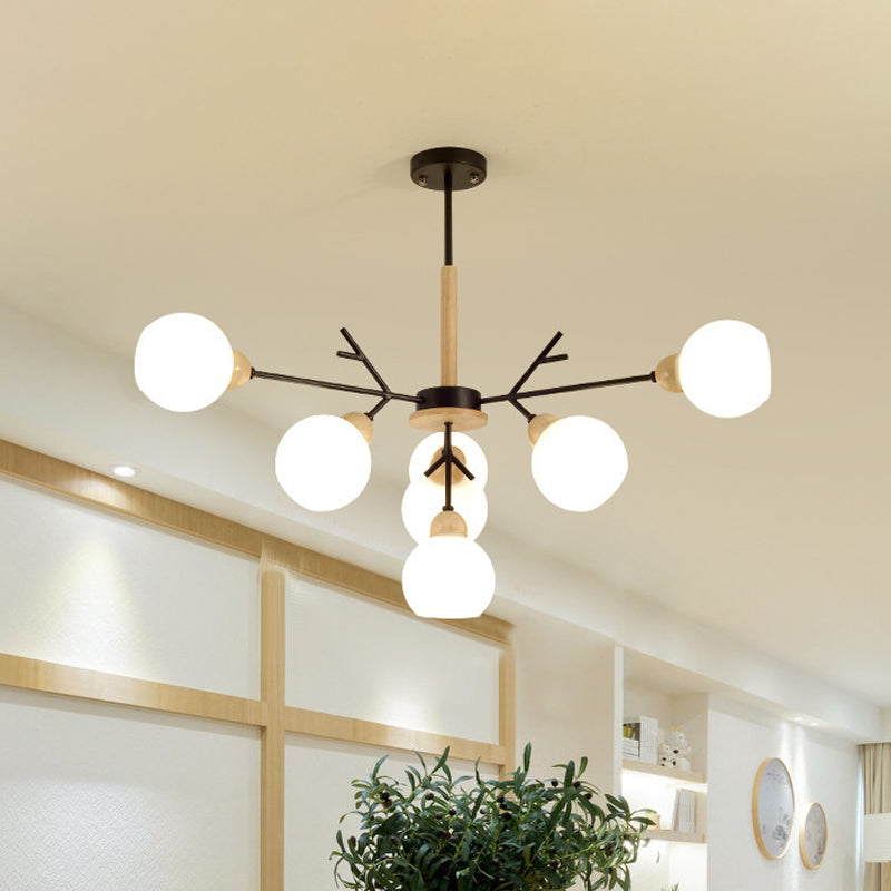 Opal Glass Shade Branch Chandelier 7/13 Lights Contemporary Ceiling Pendant for Restaurant