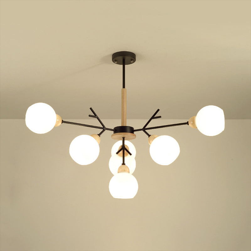 Opal Glass Shade Branch Chandelier 7/13 Lights Contemporary Ceiling Pendant for Restaurant