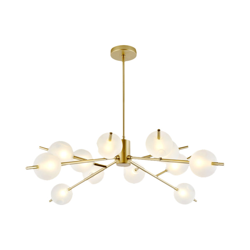 Post Modern Bubble Pendant Light 12/15 Lights Frosted Glass Hanging Chandelier in Black/Gold