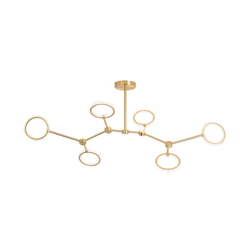 Branch Acrylic Hanging Lamp Modern 5/6/7-Light Gold Chandelier Pendant in White/Warm Light