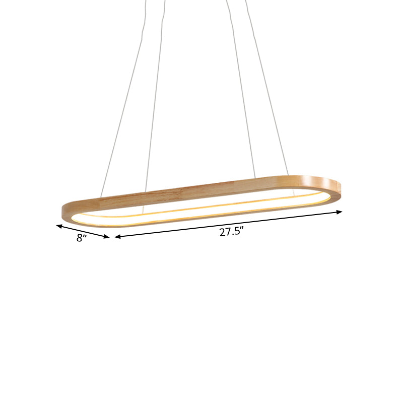 27.5 "/35.5" brede Noordse ovaal houten kroonluchter Licht LED -plafondhanger voor eetkamer