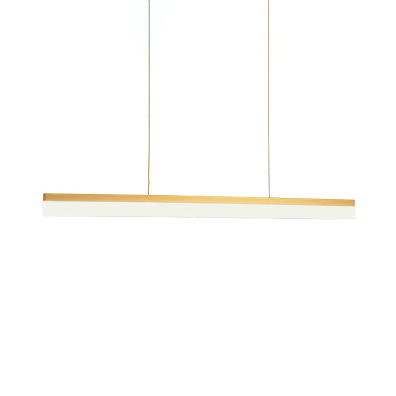 LED Office Pendant Light with Linear Acrylic Shade Black/Gold Ceiling Lamp over Table in Warm/White/Natural Light, 39"/47" Wide