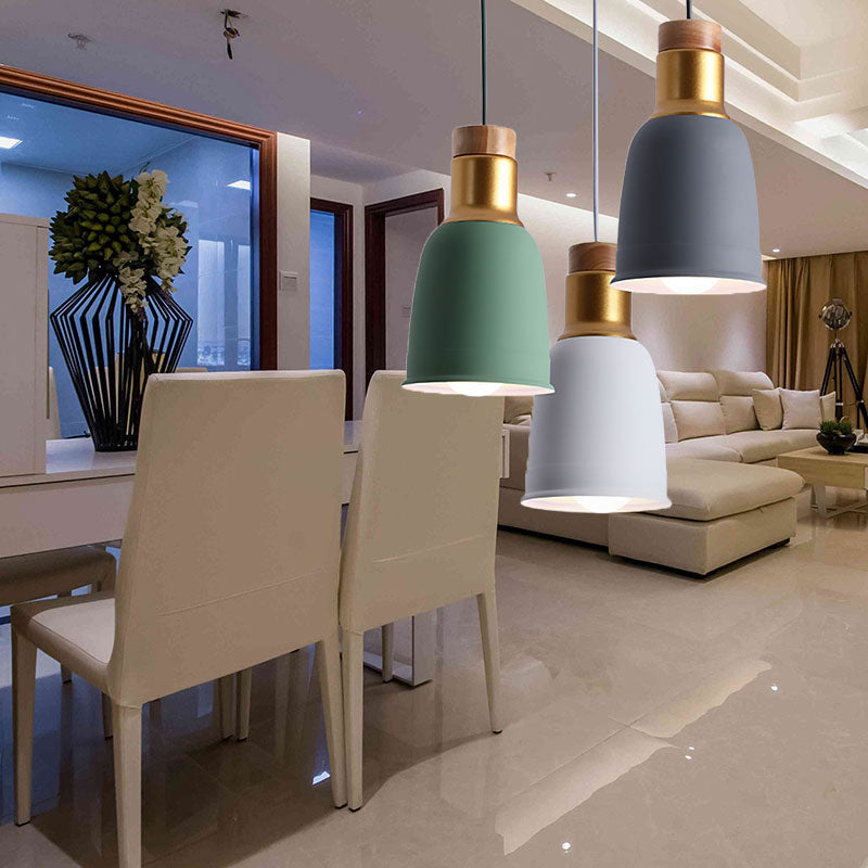 Bell Hanging Lighting Nordic Metal 1 Light Black/Grey/White Pendant Ceiling Light