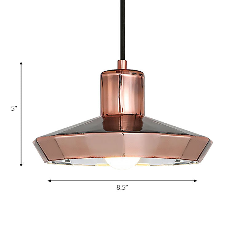 Luz de mini colgante de oro rosa sobre el mostrador de la barra 1 Lámpara de techo de metal ligero después de