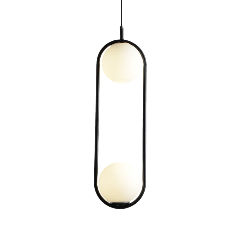 Globe Anhänger Beleuchtung modernes weißes Glas 1/2 Lichter Schwarz/Gold Hanging Deckenlampe für Schlafzimmer