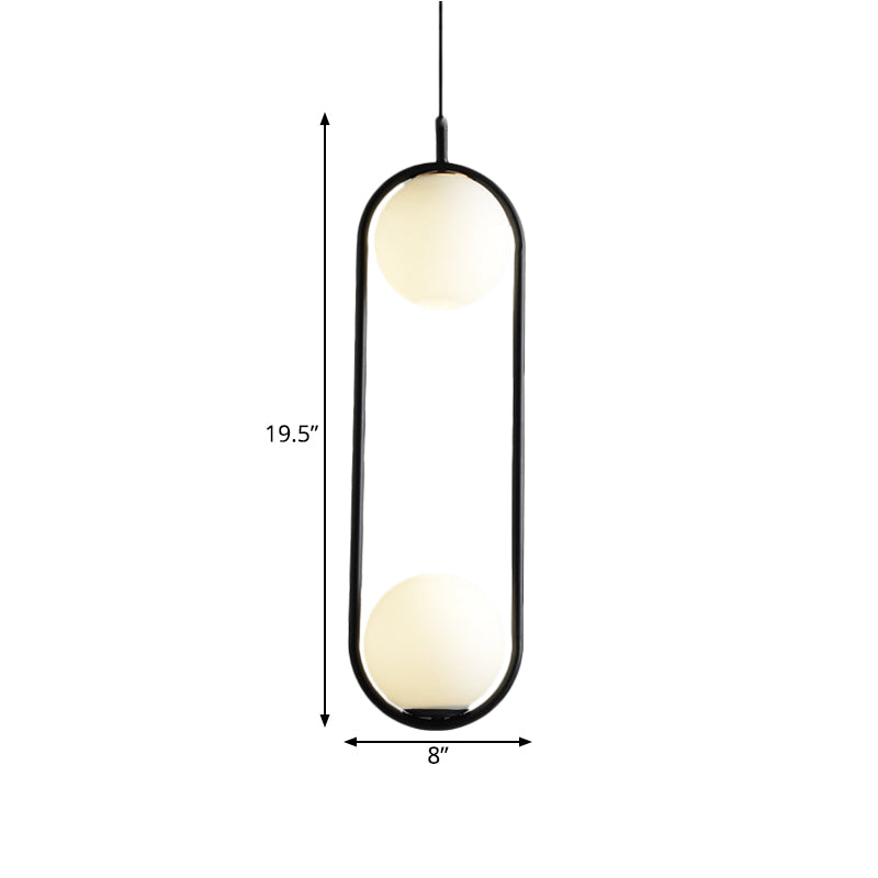 Globe Anhänger Beleuchtung modernes weißes Glas 1/2 Lichter Schwarz/Gold Hanging Deckenlampe für Schlafzimmer