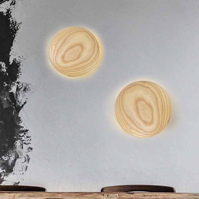 Houten cirkel wandverlichting ideeën minimalisme 5 "/7" breedte led beige oppervlakte wandwandwandeling voor salon