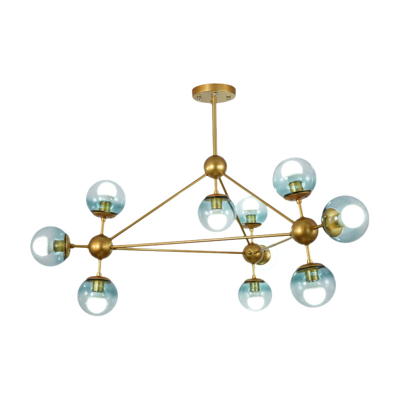 Modo woonkamer hanger lamp metaal en glas multi-head eigentijdse kroonluchter in blauw