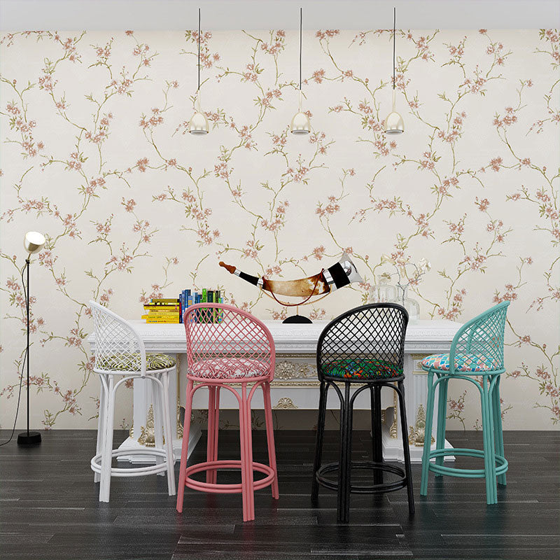 Illustration Blossoming Flower Wallpaper Non-Pasted Wall Art for Living Room, 57.1 sq ft.