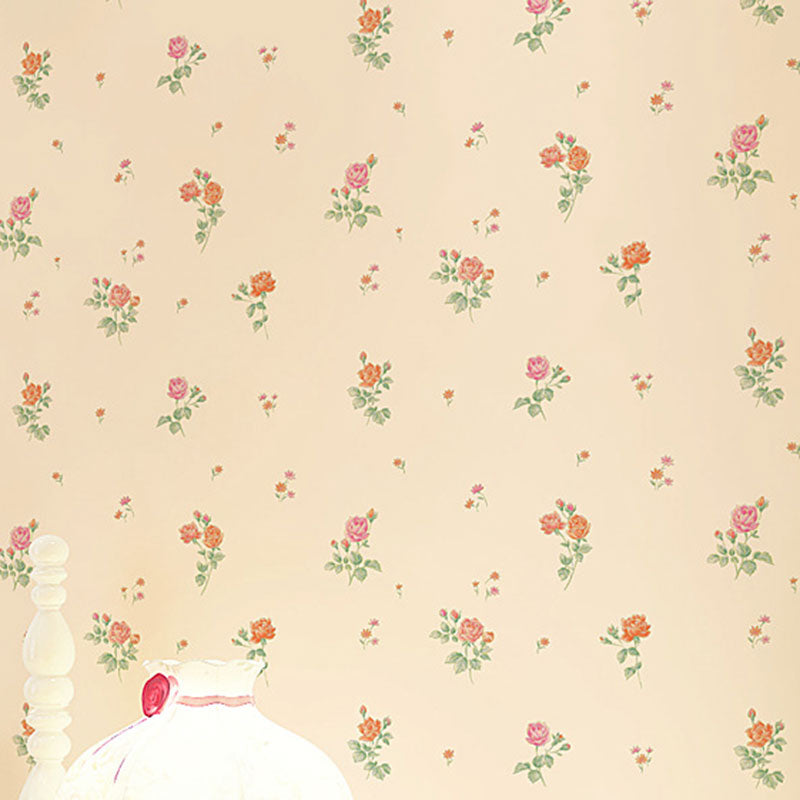 Dense Flower Pattern Wallpaper in Soft Color, Minimalist Wall Art for Guest Room