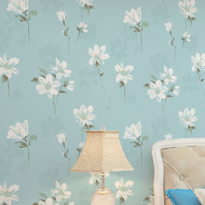 20.5" x 33' Magnolia Wallpaper Roll for Wedding Room Flower Wall Art in Natural Color, Stain-Resistant