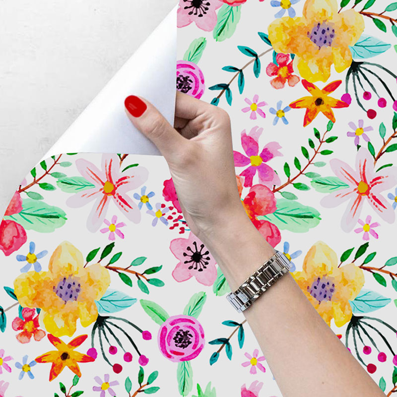Stain-Resistant Blossoms Wall Art Plaster Minimalist Wallpaper Roll for Girl's Bedroom