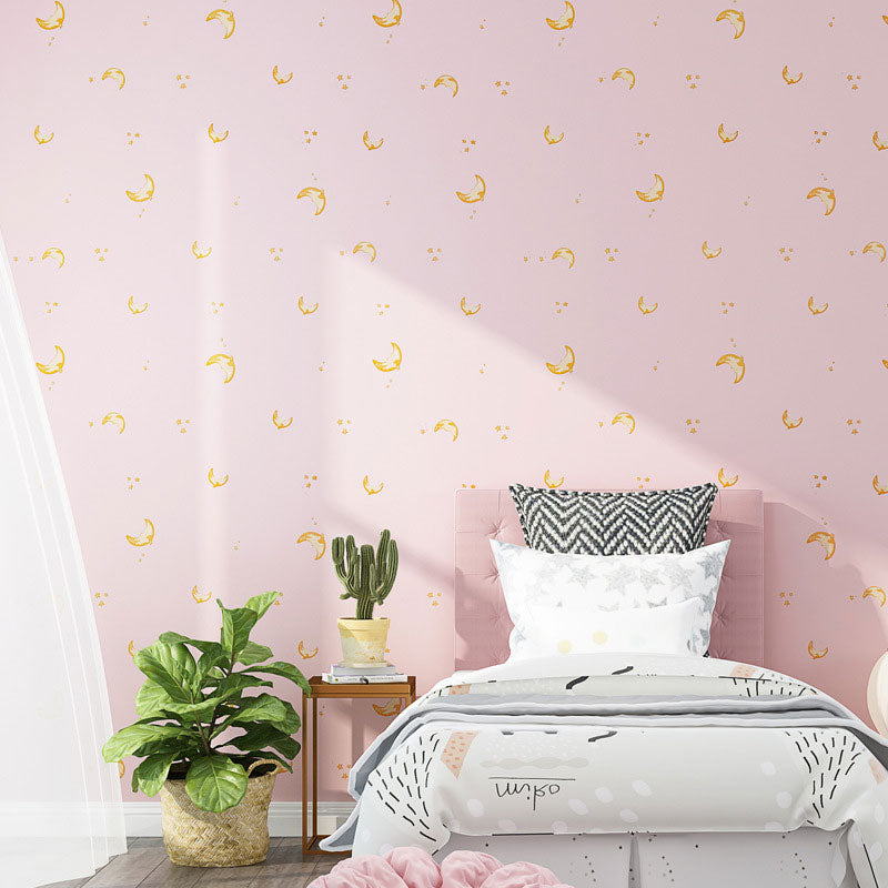 Cartoon Pattern Wall Covering in Pink and Blue Boy's or Girl's Bedroom Wallpaper Roll, 64.6 sq ft.