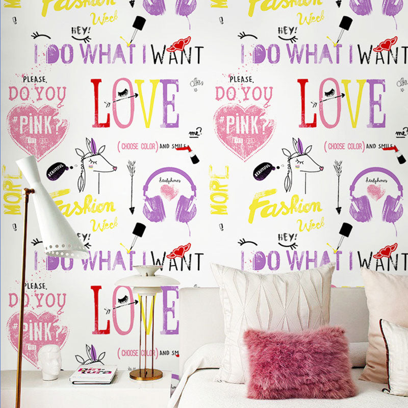 Minimalist Graffiti Wall Art for Dress Shop Decor, 57.1 sq ft. Wallpaper Roll in Natural Color