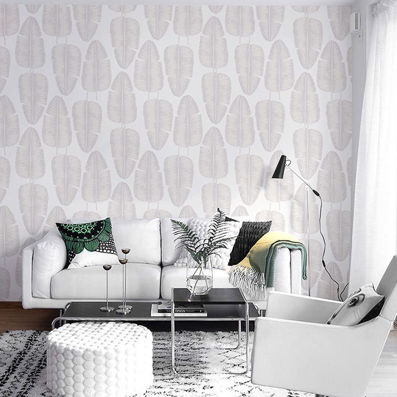 Simple Banana Leaves Wallpaper Roll for Coffee Shop Decor, Neutral Color, 57.1 sq ft.