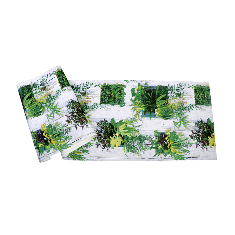 Faux Wood and Plant Wallpaper in Green Non-Woven Fabric Wall Art for Accent Wall, 20.5"W x 33'L