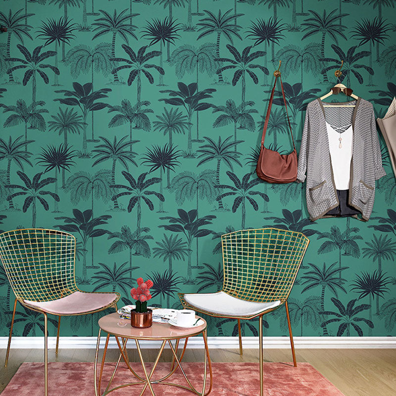 Natural Color Coconut Tree Wallpaper Stain-Resistant Wall Covering for Coffee Shop Decor, 33'L x 20.5"W