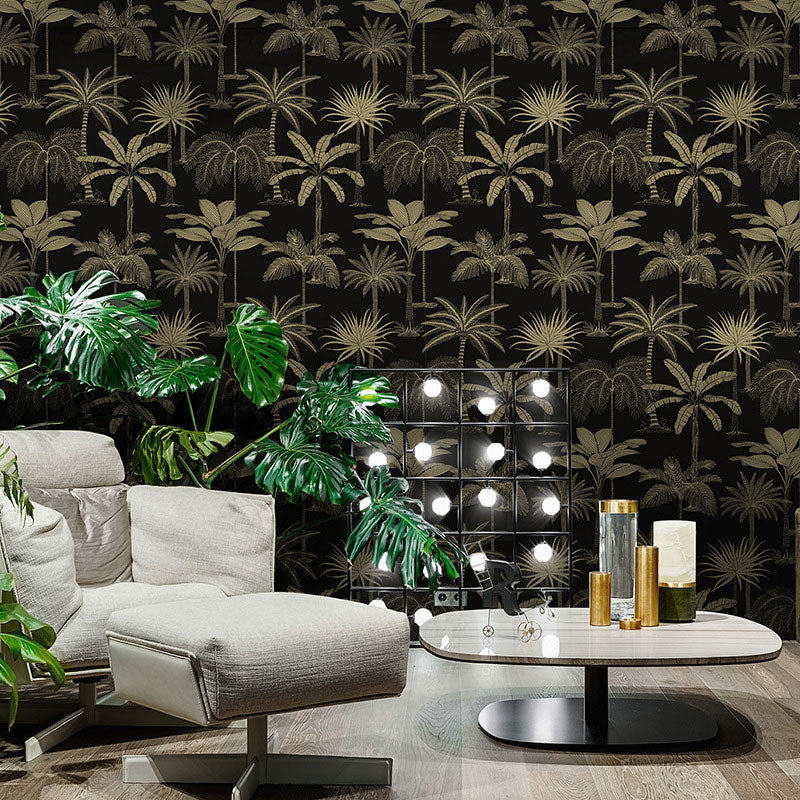 Natural Color Coconut Tree Wallpaper Stain-Resistant Wall Covering for Coffee Shop Decor, 33'L x 20.5"W