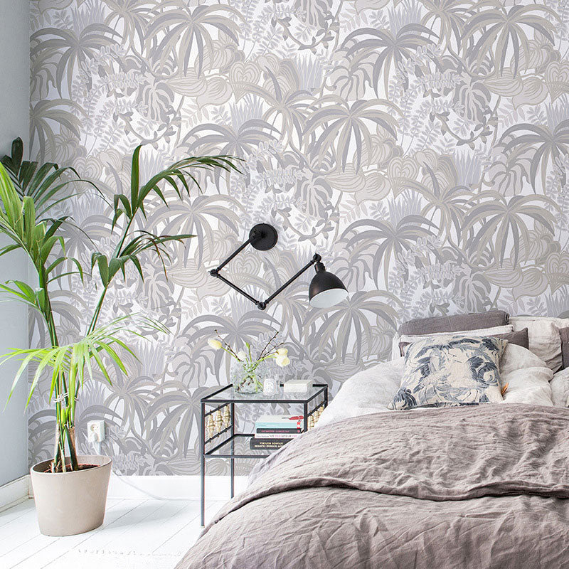 Illustration Banana Leaves Wall Art Non-Woven Wallpaper for Guest Room, 33-foot x 20.5-inch