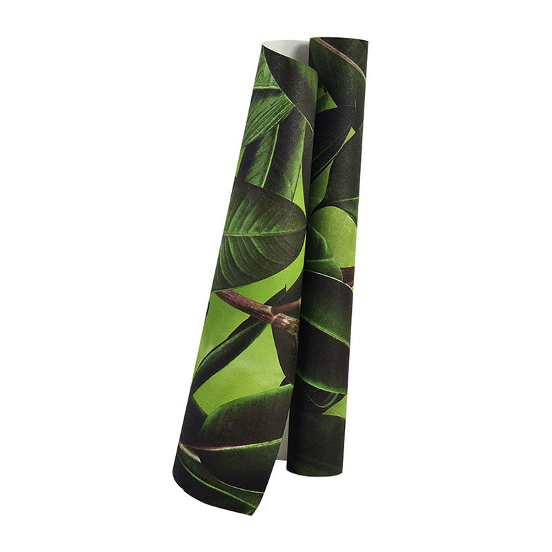 Contemporary Wallpaper Roll for Theme Restaurant Decor with Banana Leaves Design in Green